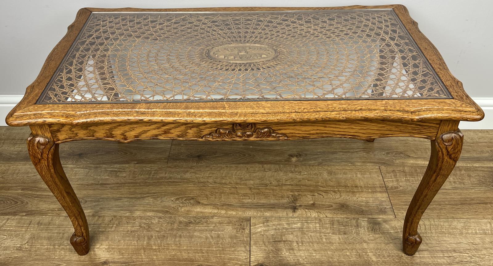 Coffee Table Vintage French Oak Carved Glass Top Side Table (1 of 13) Coffee Table Vintage French Oak Carved Glass Top Side Table (1 of 13)