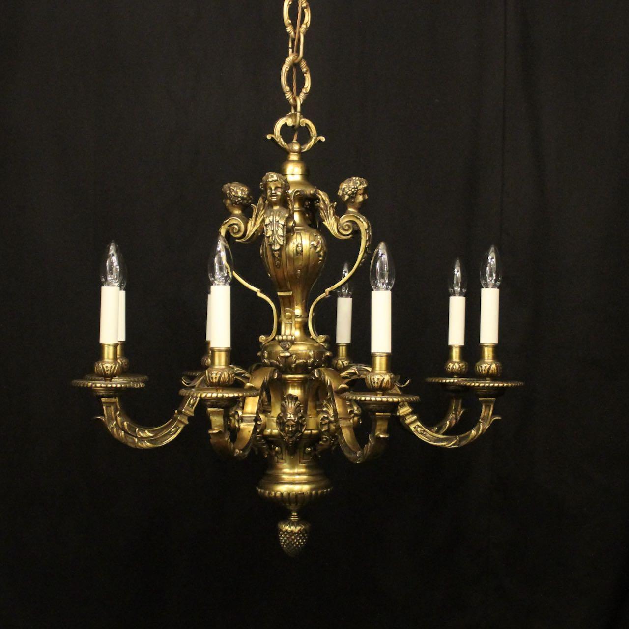 French Gilded Bronze 8 Light Antique Chandelier (1 of 10)