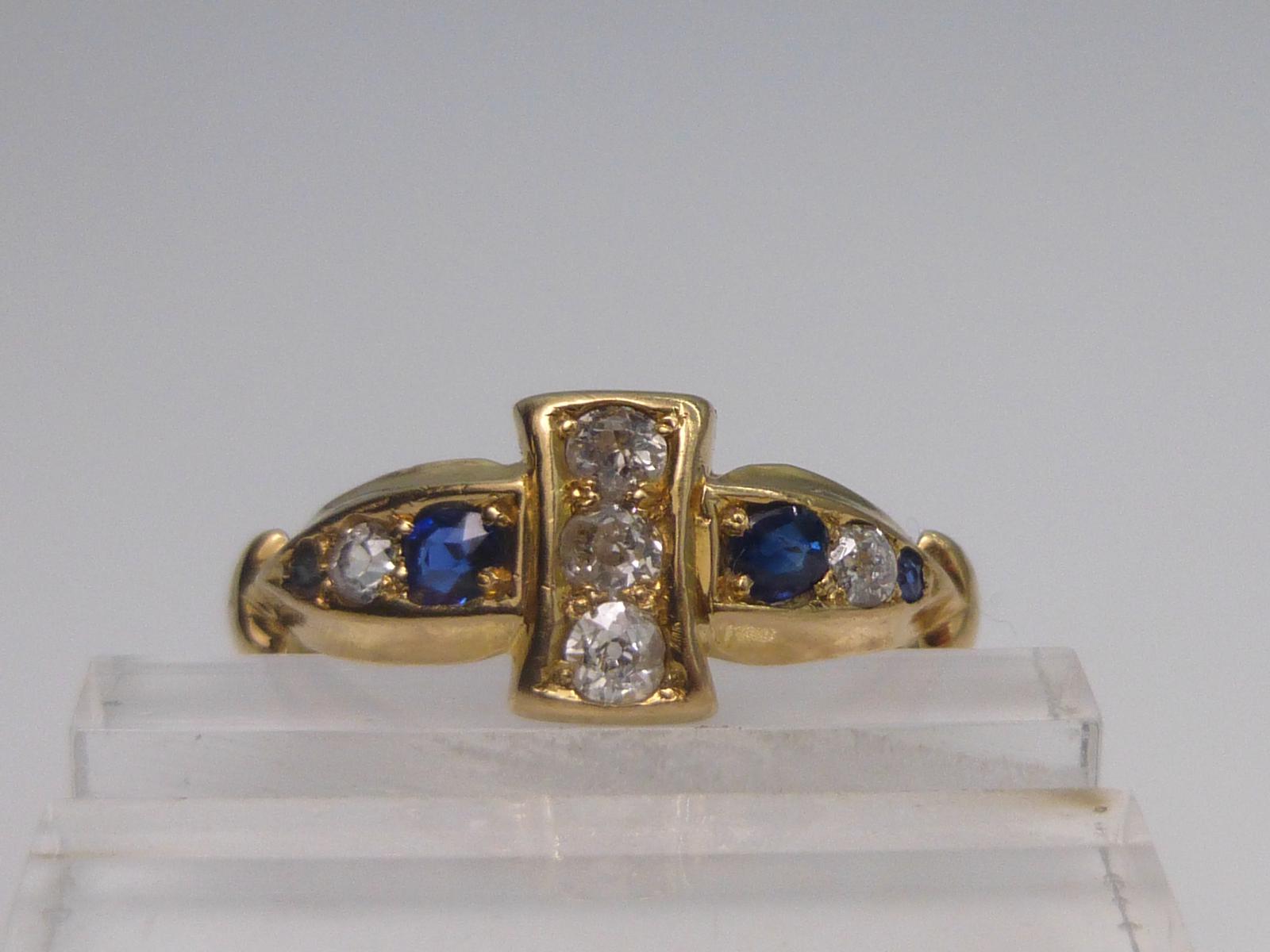 Victorian 18ct Gold Diamond And Sapphire Ring (1 of 5)