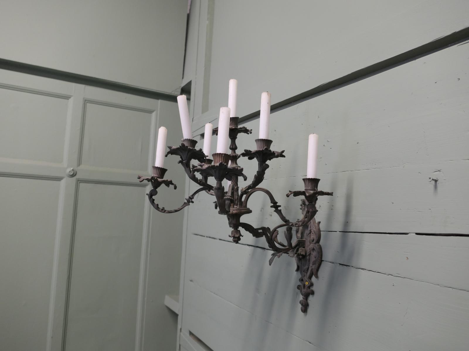 Superb 7 Arm Gothic Bronze Wall Sconce (1 of 6) Superb 7 Arm Gothic Bronze Wall Sconce (1 of 6)