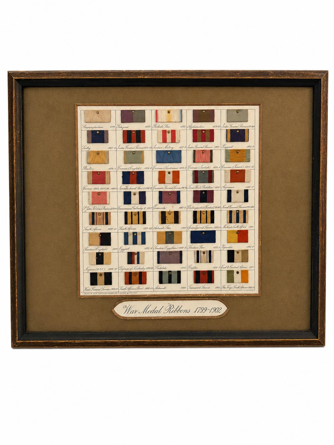 Edwardian Framed Display of British Campaign Medal Ribbons (1 of 7) Edwardian Framed Display of British Campaign Medal Ribbons (1 of 7)