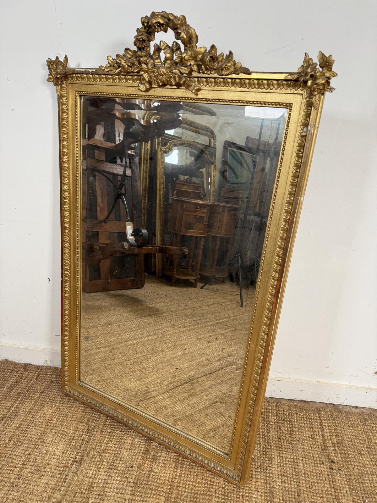 Late 19th Century French Floral Crested Mirror (1 of 13) Late 19th Century French Floral Crested Mirror (1 of 13)