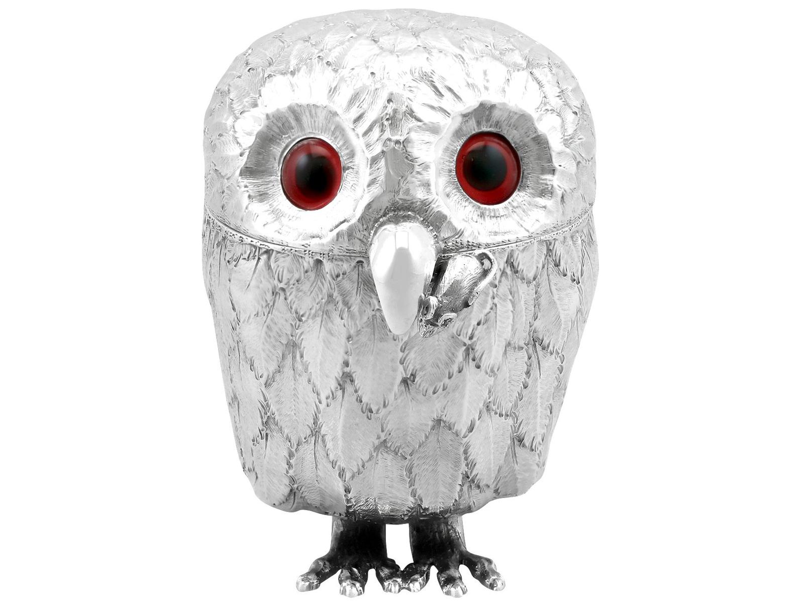 Antique 1912 Sterling Silver Owl Mustard Pot (1 of 12)