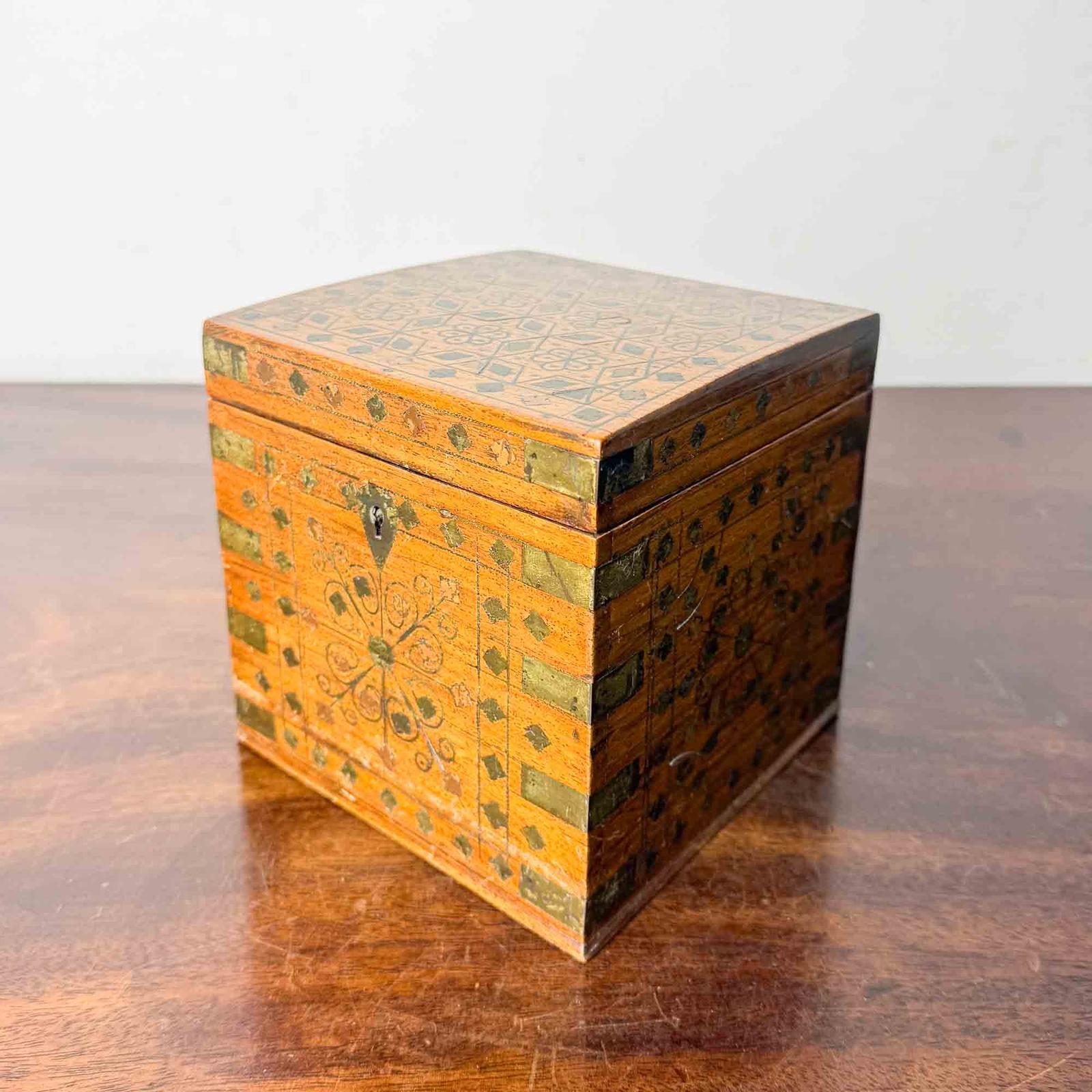 Antique Indian Hardwood Box with Brass Inlay (1 of 11) Antique Indian Hardwood Box with Brass Inlay (1 of 11)