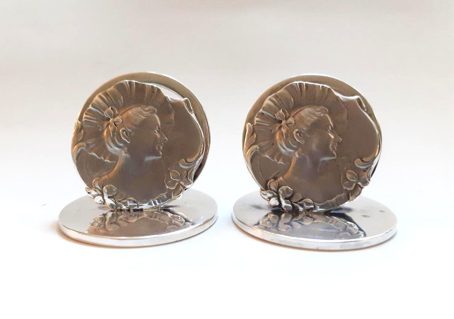 Fabulous Pair of Art Nouveau Silver Menu / Card Holders (1 of 6)