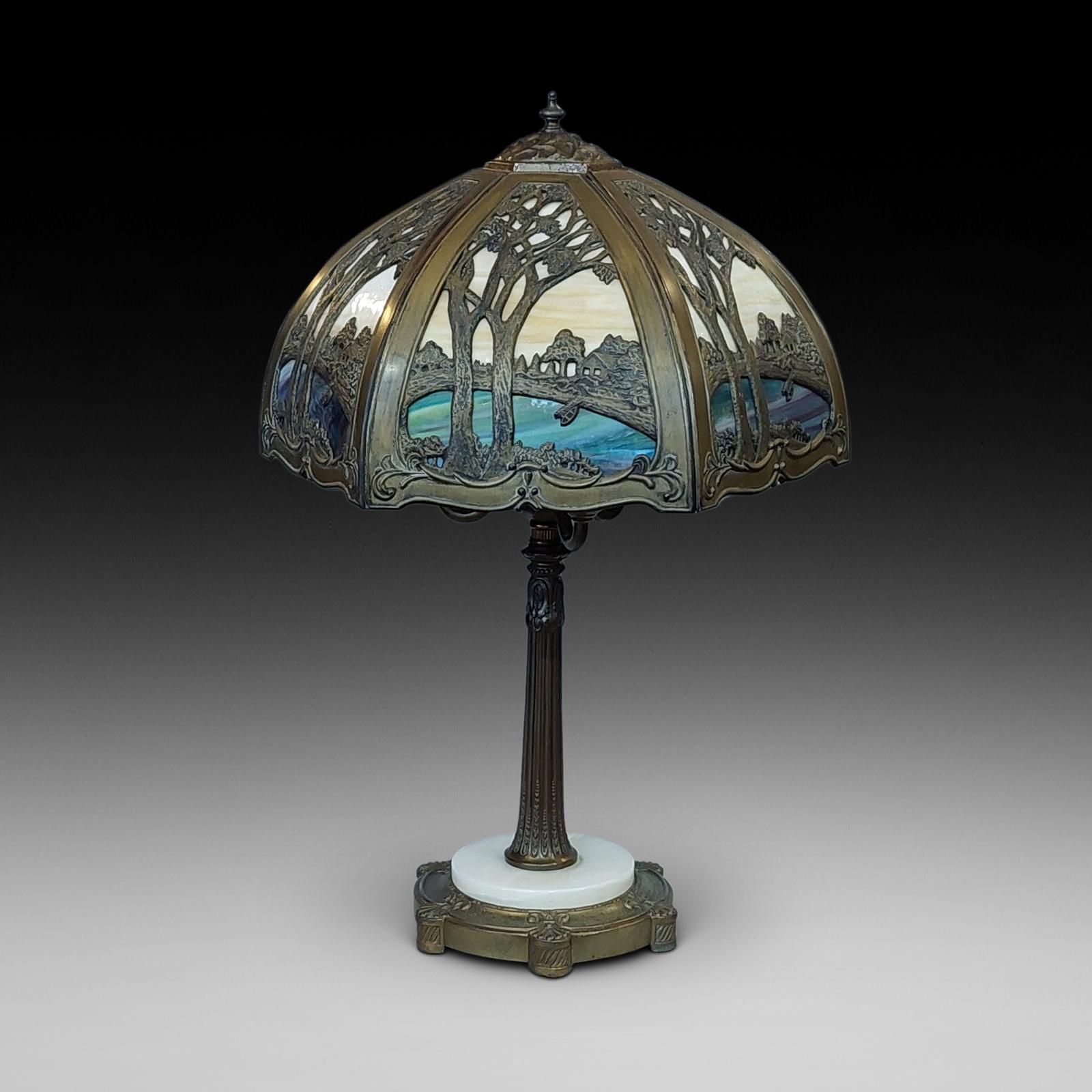 20th Century Stained Glass Table Lamp (1 of 3)