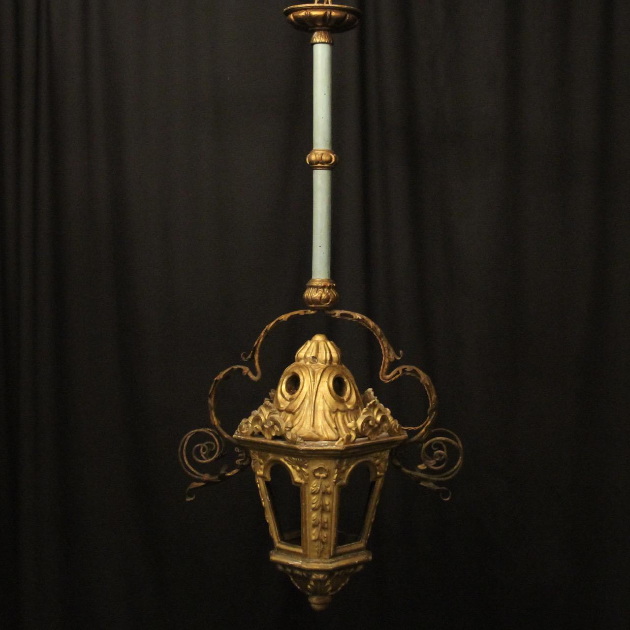 Italian Florentine Giltwood 19th Century Antique Lantern (1 of 10)