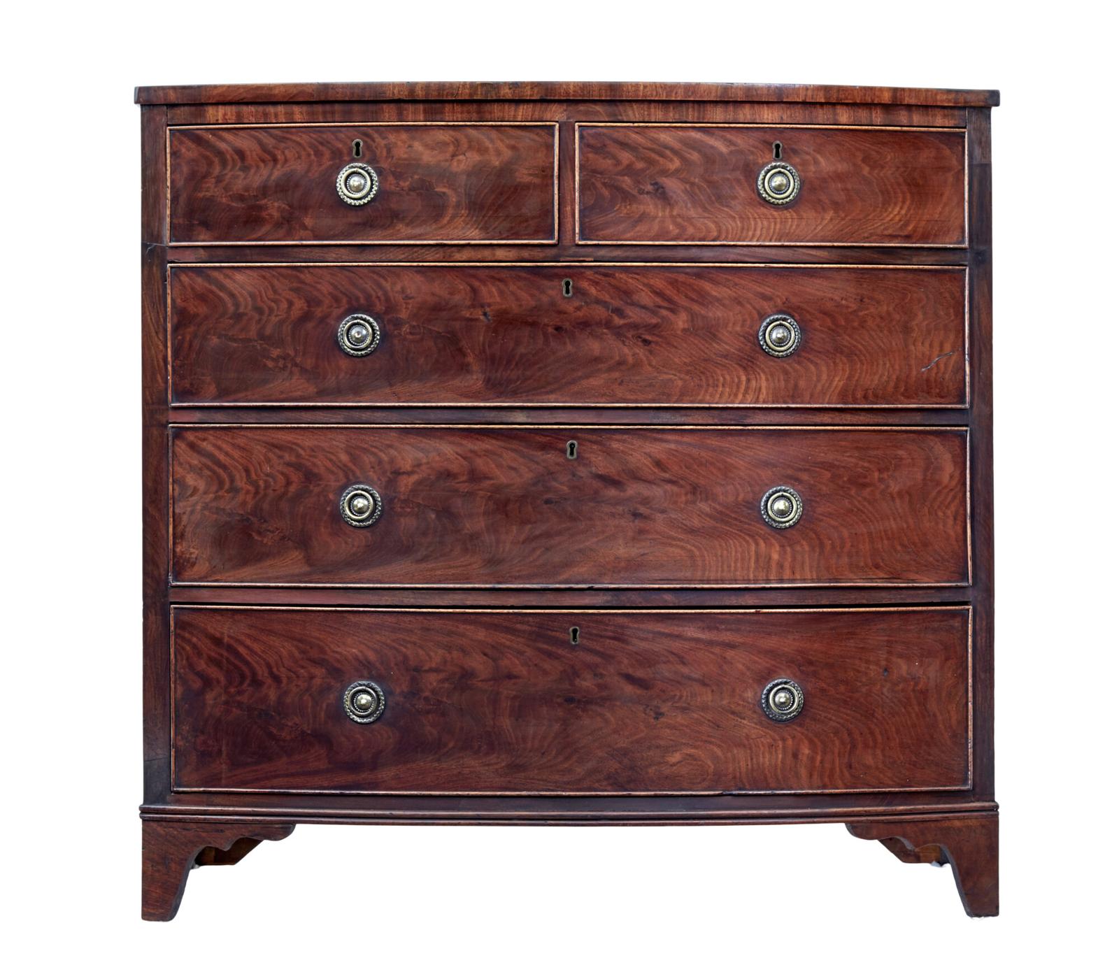 19th Century Mahogany Bowfront Chest of Drawers (1 of 8)