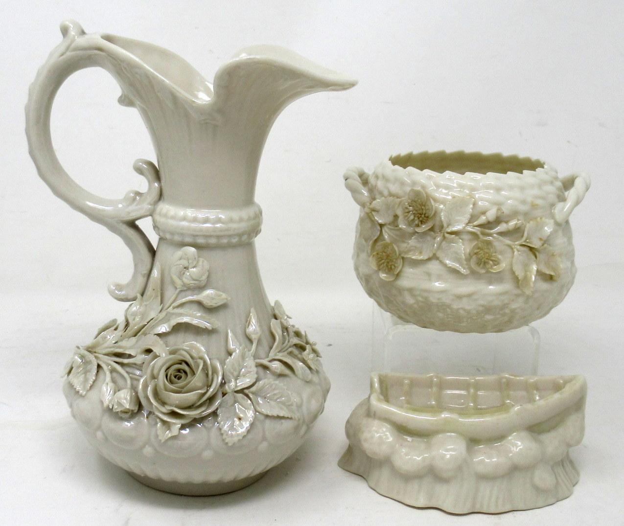 Antique Irish Belleek Porcelain Aberdeen Pitcher Ewer Salt Centerpiece Ireland (1 of 12) Antique Irish Belleek Porcelain Aberdeen Pitcher Ewer Salt Centerpiece Ireland (1 of 12)