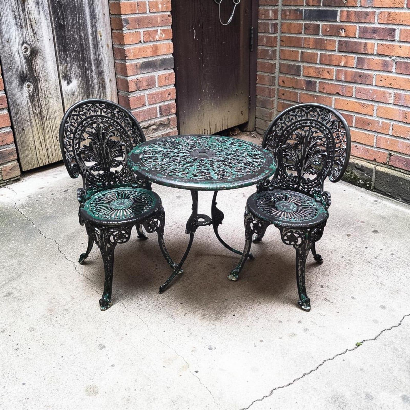Vintage Cast Aluminium Garden Bistro Set / Table & 2 Chairs c.1970 (1 of 13) Vintage Cast Aluminium Garden Bistro Set / Table & 2 Chairs c.1970 (1 of 13)