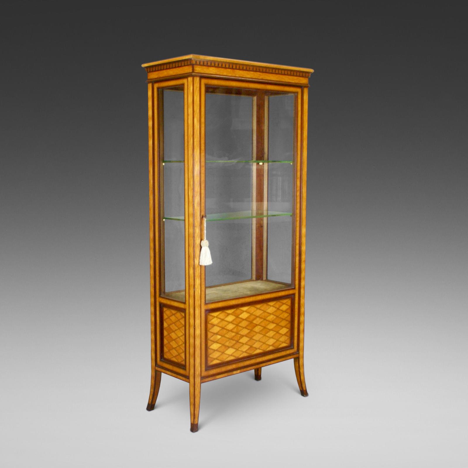 Superb Satinwood Parquetry Display Cabinet (1 of 6)