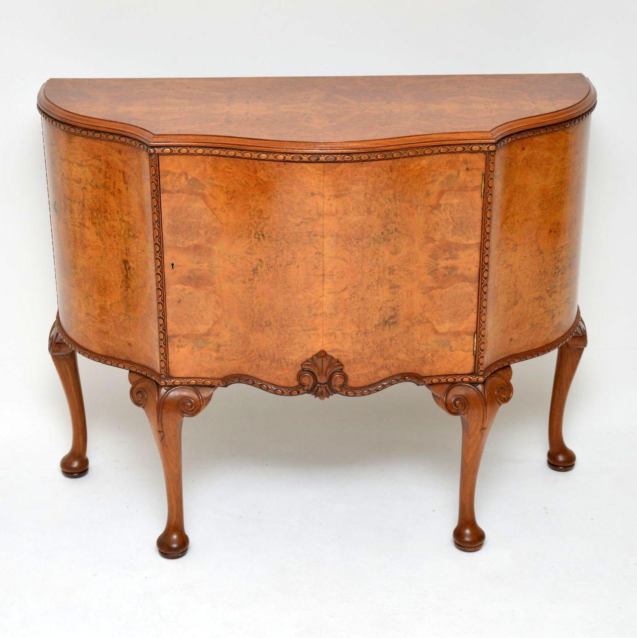 Antique Queen Anne Style Burr Walnut Cabinet c.1920 (1 of 8)
