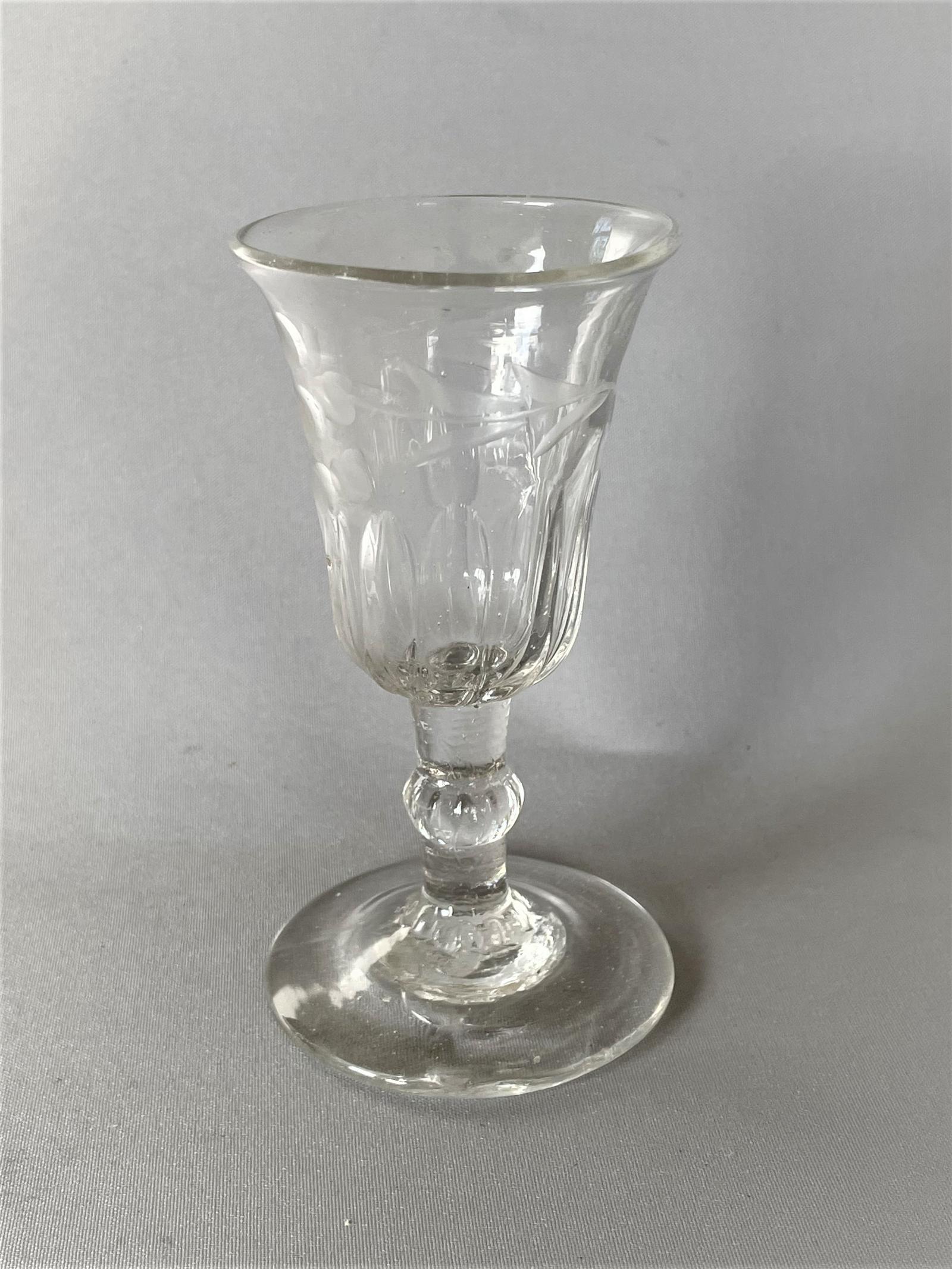 Late 18th Century Etched Gin Glass (1 of 5)