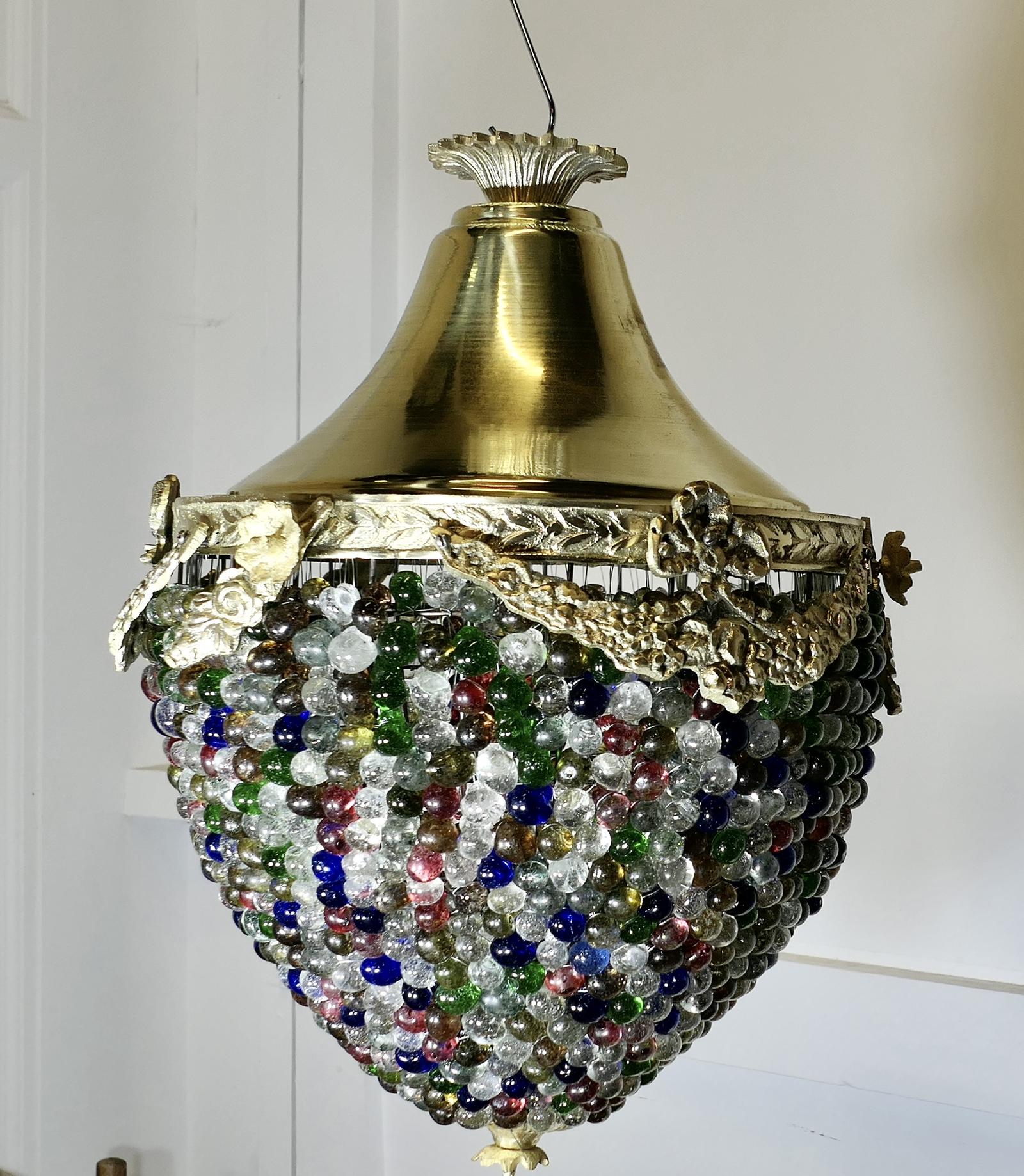 Large French Multi Coloured Teardrop Lamp Shade (1 of 5)