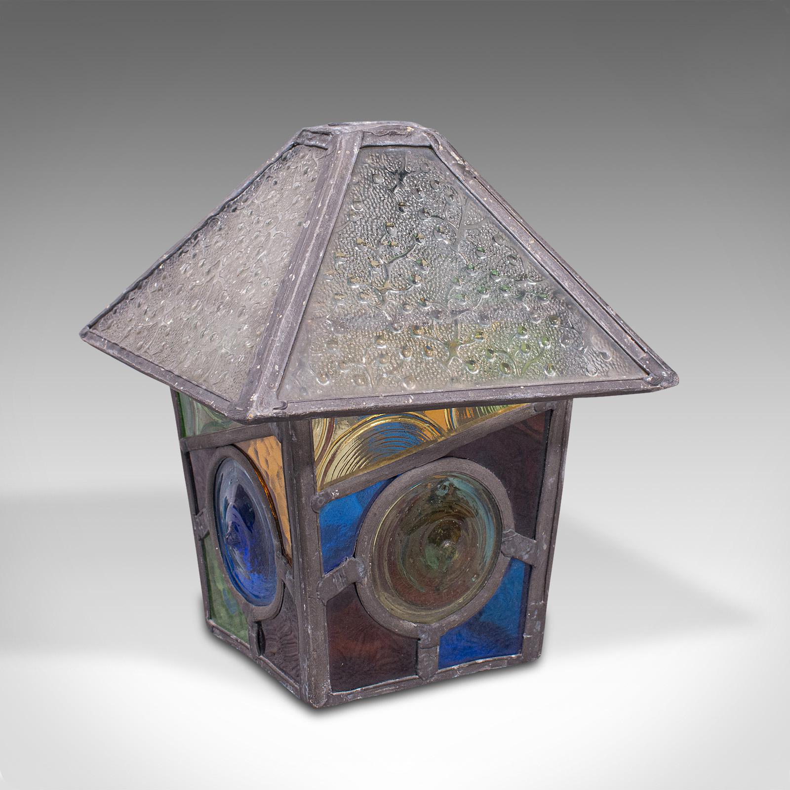 Antique Decorative Lantern Hood, English, Stained Glass, Lamp Shade, Victorian (1 of 12)