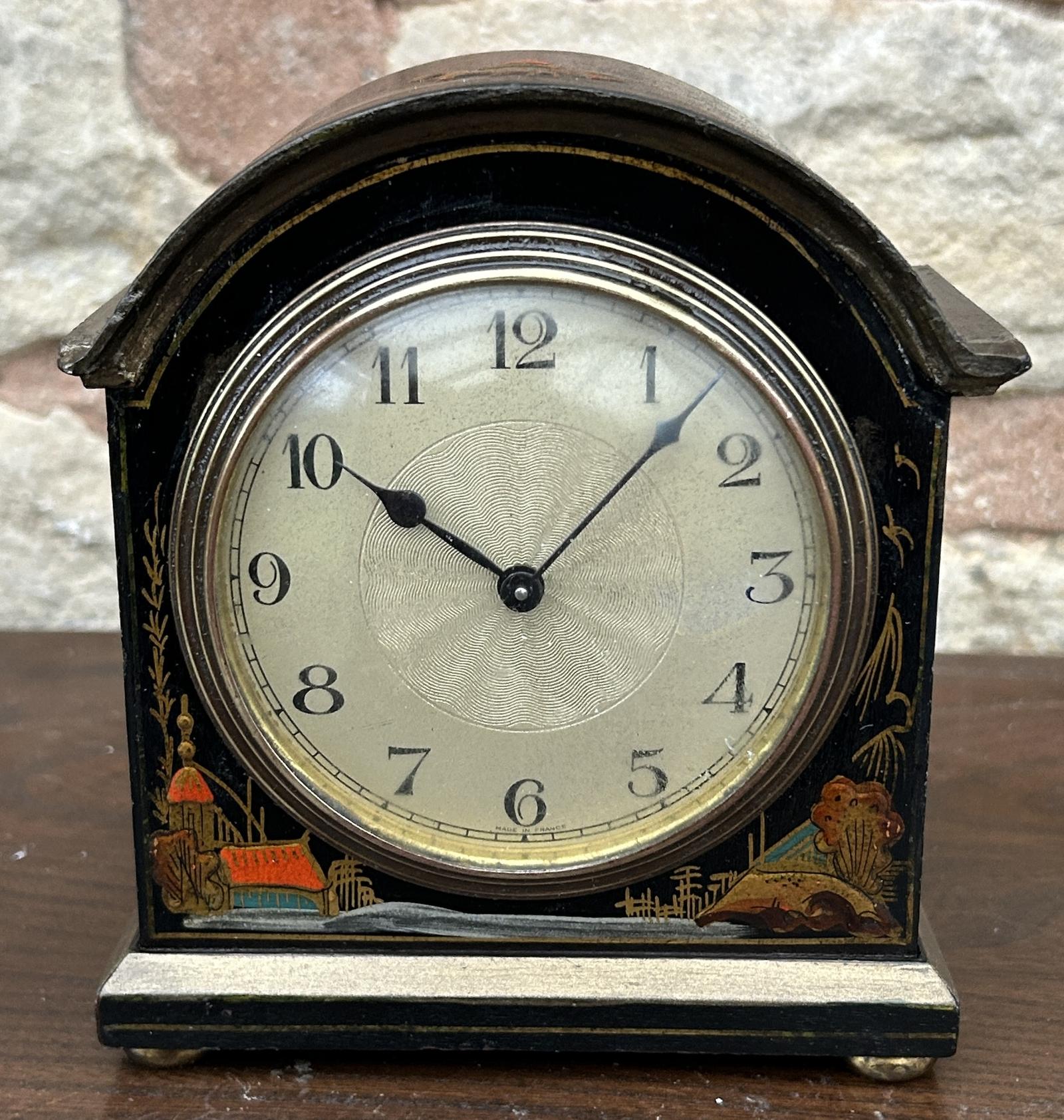 Beautiful Chinoiserie Miniature Mantel Clock - Ca 1900 (1 of 6) Beautiful Chinoiserie Miniature Mantel Clock - Ca 1900 (1 of 6)