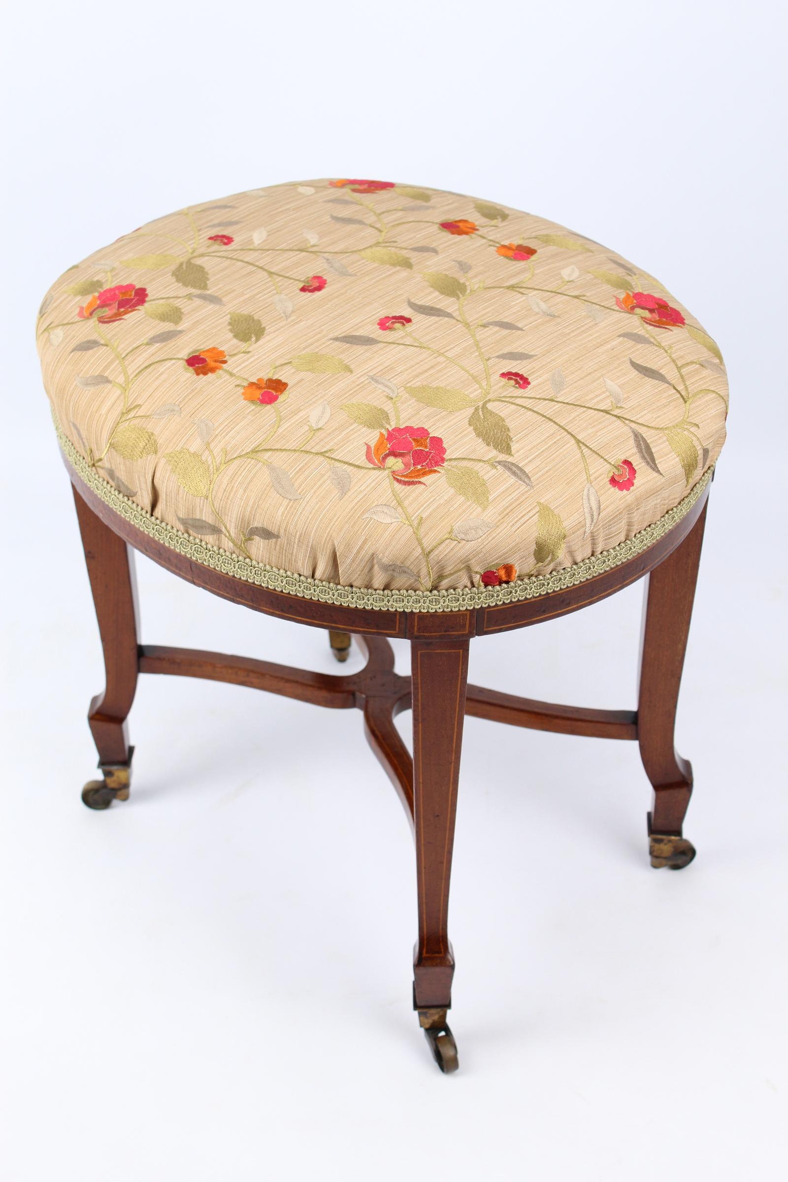 Victorian Inlaid Mahogany Dressing Table Stool / Piano Stool (1 of 13)