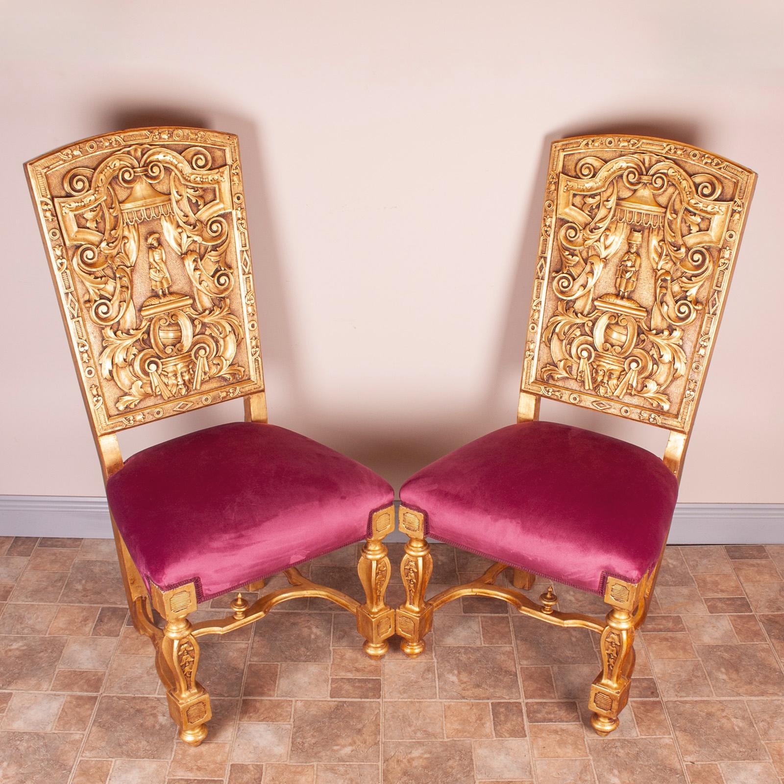 Pair of 19th Century Continental Gilt Hall Chairs (1 of 23)