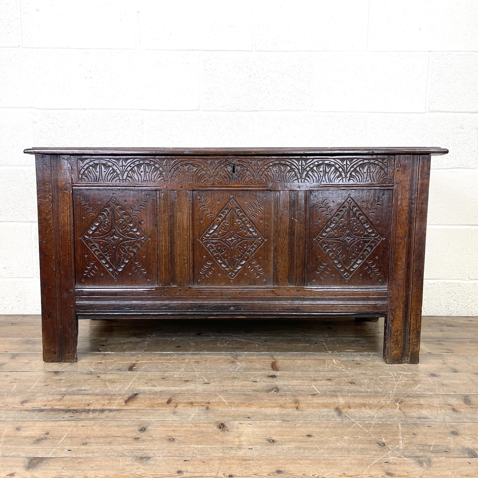 18th Century Carved Oak Coffer (1 of 10) 18th Century Carved Oak Coffer (1 of 10)