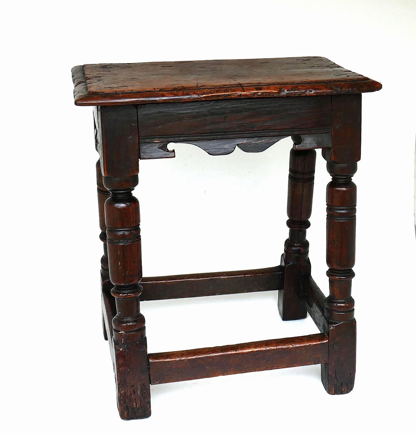 Antique Early Oak & Country Furniture 17thc Charles 1 Joyned Stool. English (1 of 5) Antique Early Oak & Country Furniture 17thc Charles 1 Joyned Stool. English (1 of 5)
