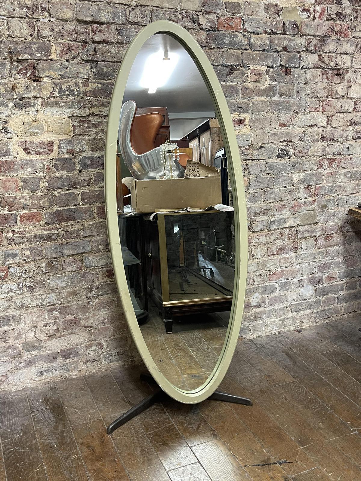 Olive Coloured 1960's Oval Mirror (1 of 5)