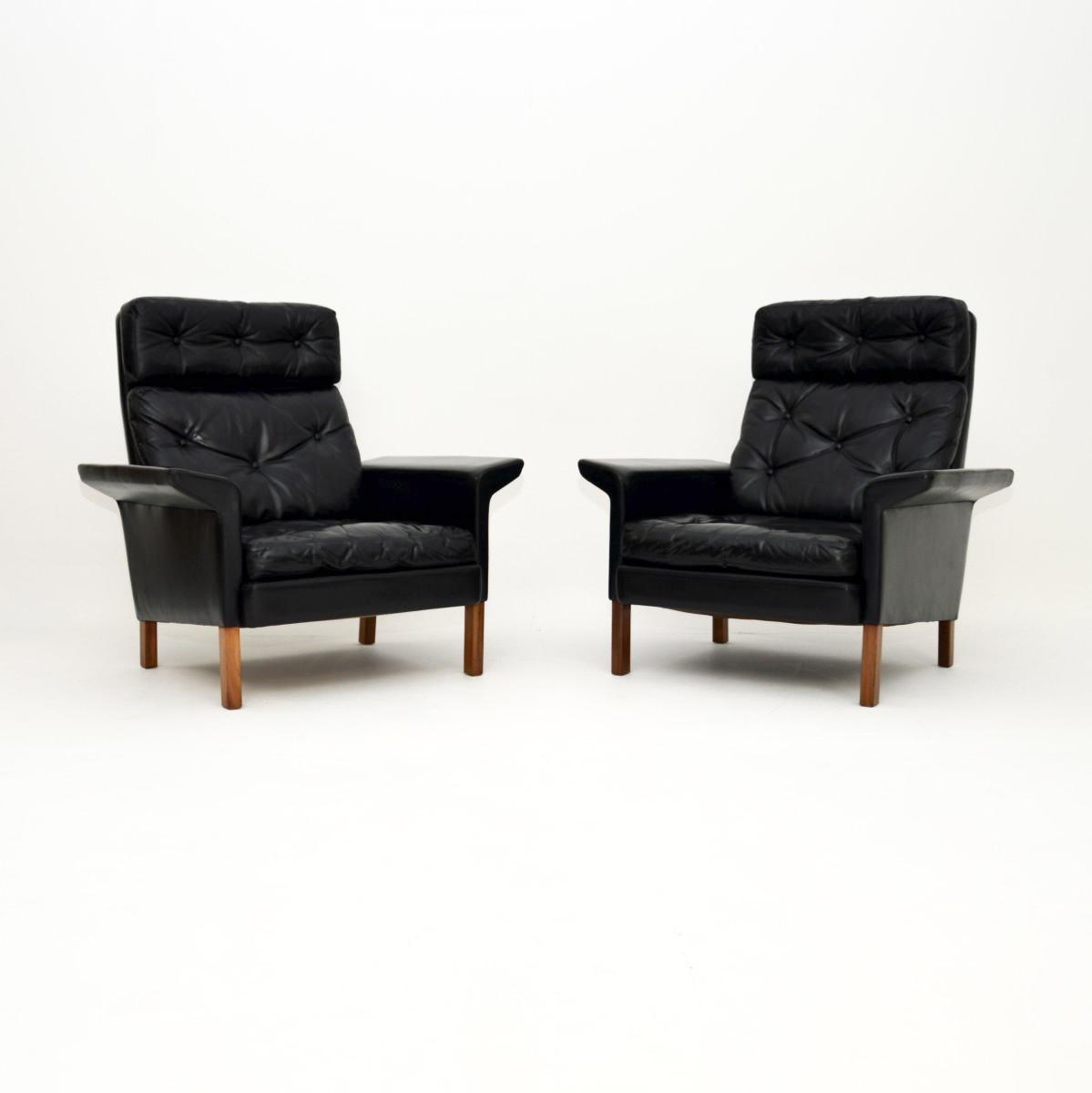 Pair of Danish Vintage Leather & Rosewood Armchairs (1 of 7) Pair of Danish Vintage Leather & Rosewood Armchairs (1 of 7)