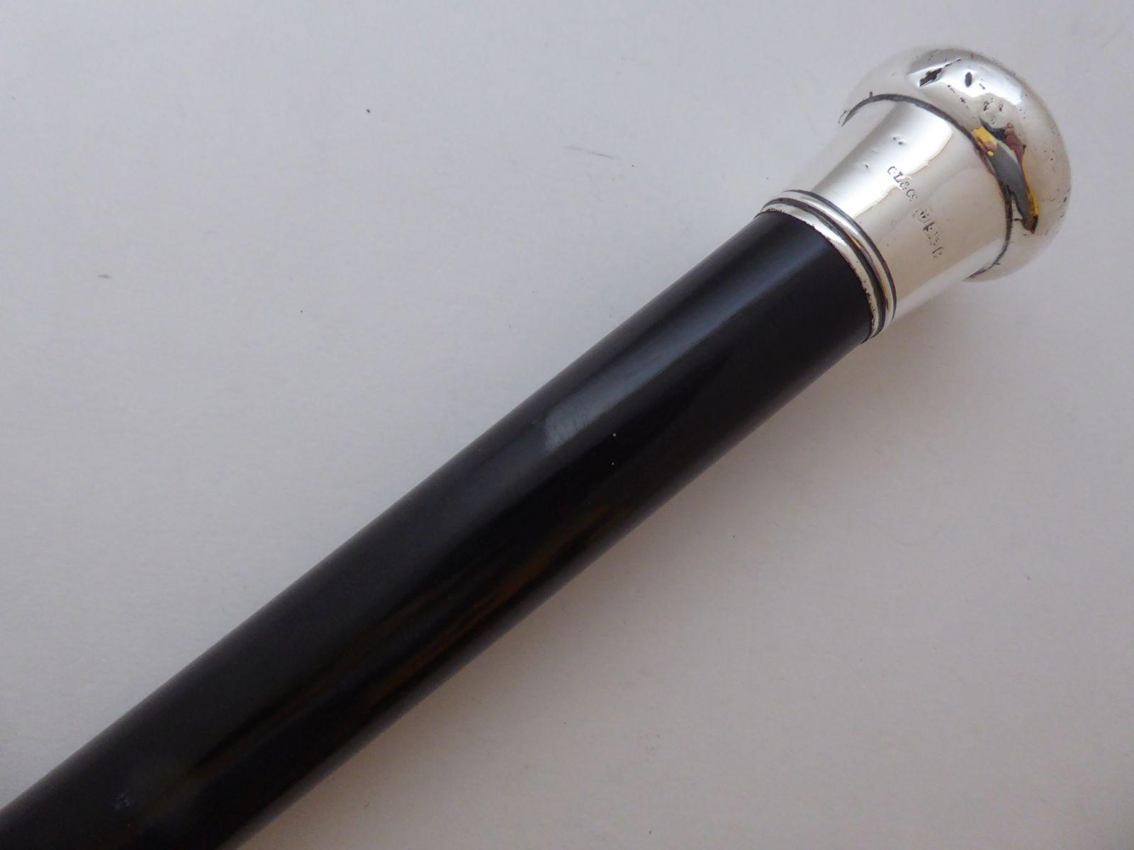 Victorian 1900 Walking Stick Cane Hallmarked Silver Pommel Rosewood Shaft (1 of 10)