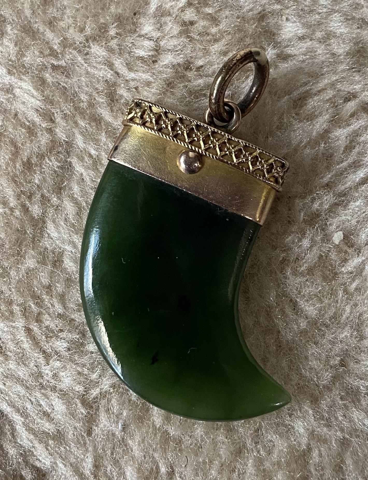 Gilt Metal & Jade Pendant (1 of 3)