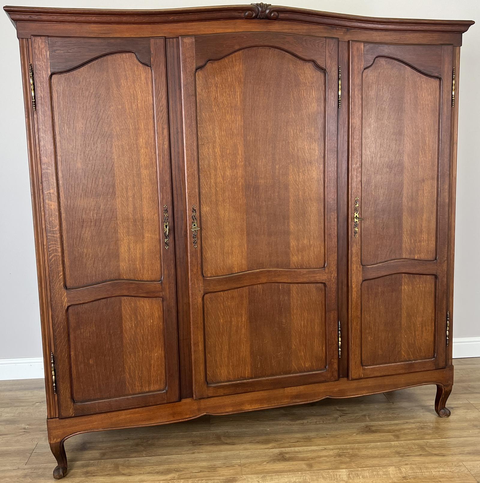 Wardrobe Vintage French Style Oak Three Door Carved Armoire (1 of 10) Wardrobe Vintage French Style Oak Three Door Carved Armoire (1 of 10)