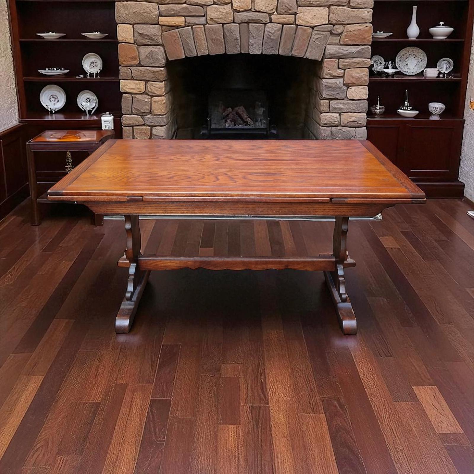 Vintage Old Charm Wood Bros Extendable Dining Table / Tudor Brown c.1970 (1 of 9)