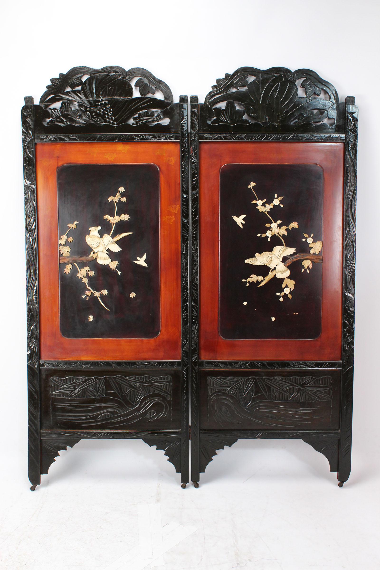 Tall Japanese Inlaid Shibayama Dressing Screen / Room Divider (1 of 13) Tall Japanese Inlaid Shibayama Dressing Screen / Room Divider (1 of 13)