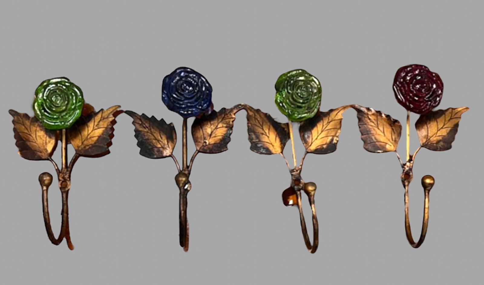 A Very Attractive Set of Four Glass and Painted Coat Hooks (1 of 5)