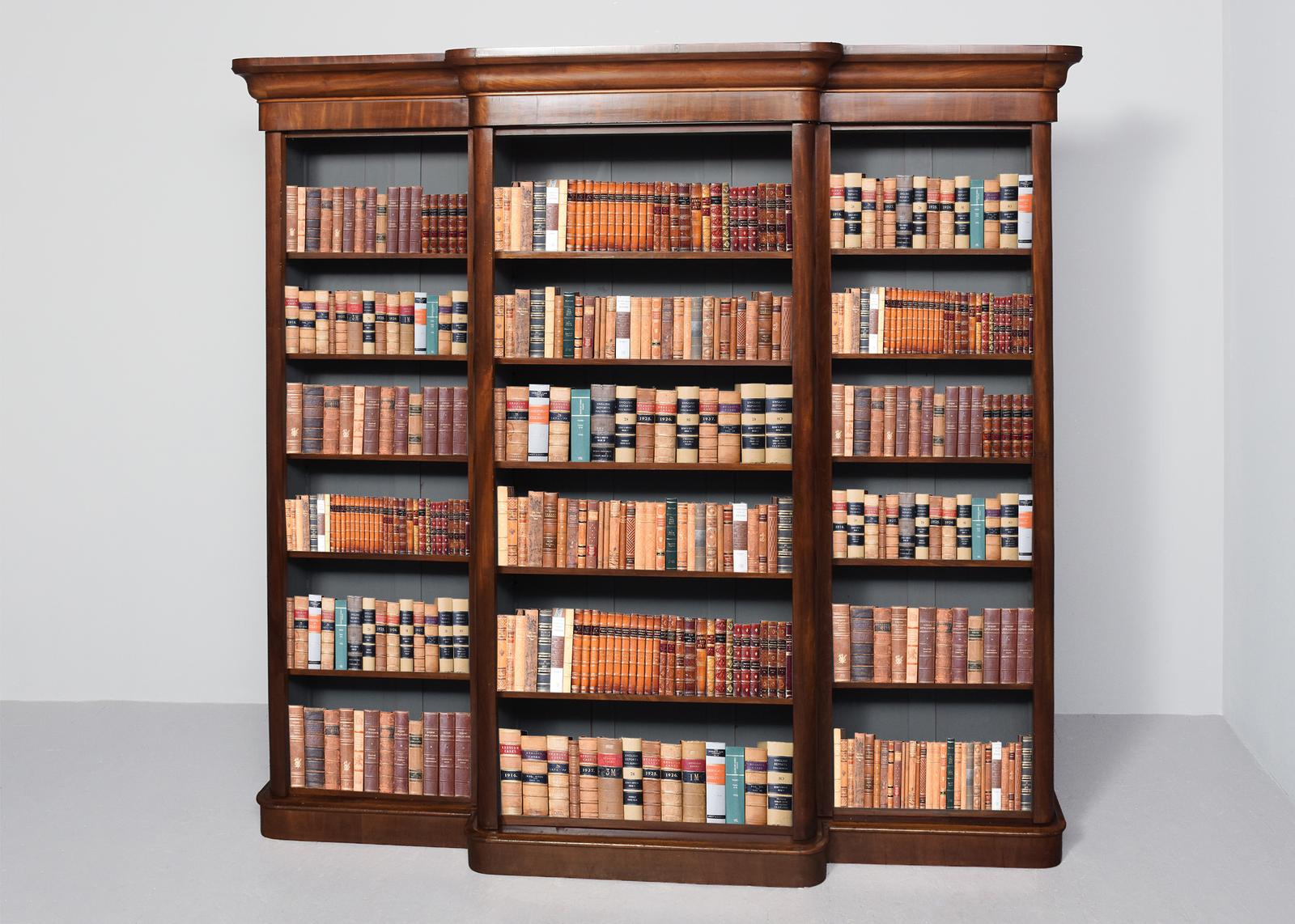 Victorian Mahogany Breakfront Open Bookcase in Three Sections, Each with 5 Adjustable Shelves (1 of 9) Victorian Mahogany Breakfront Open Bookcase in Three Sections, Each with 5 Adjustable Shelves (1 of 9)