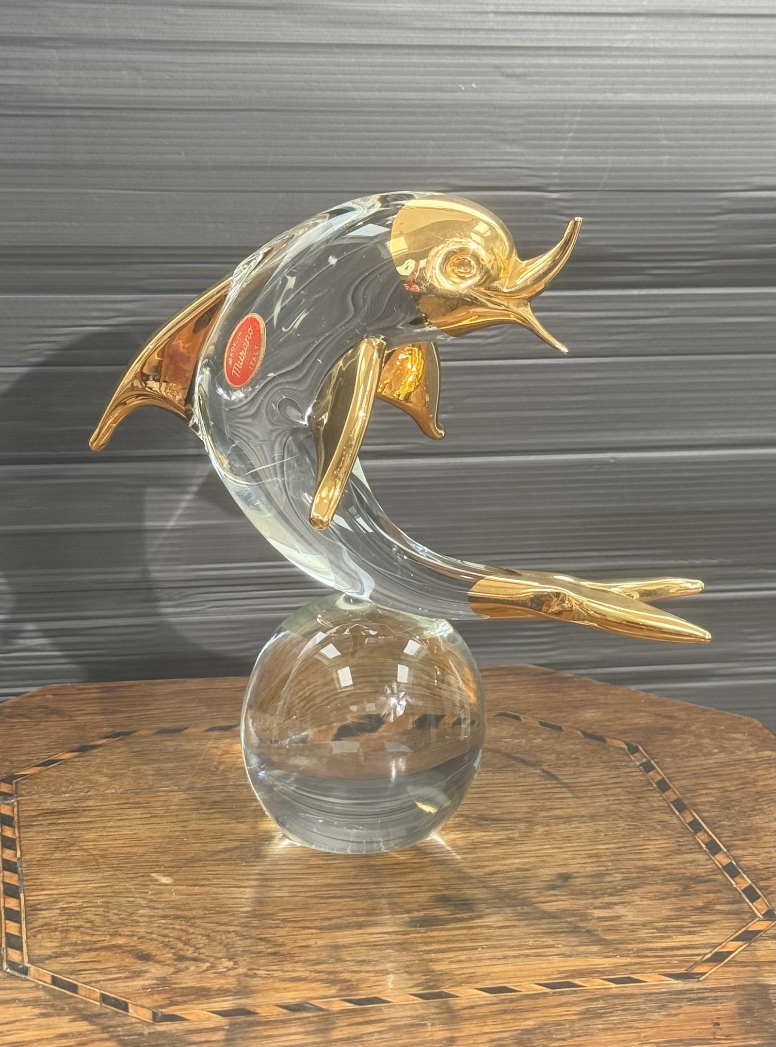 Rare Murano Gilt Dolphin (1 of 6)