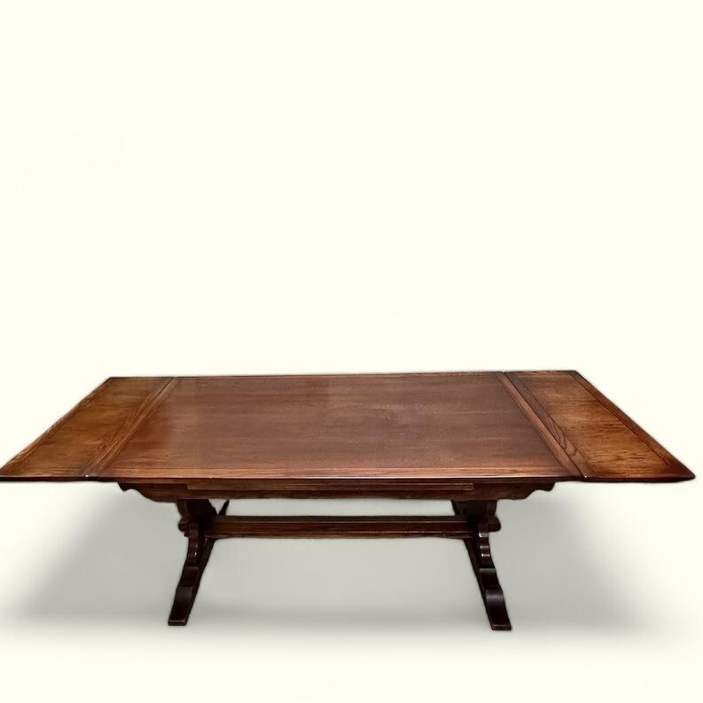 Vintage Old Charm Wood Bros Large Oak Extending Draw Leaf Dining Table c.1960 / Seats 8-10 (1 of 9)