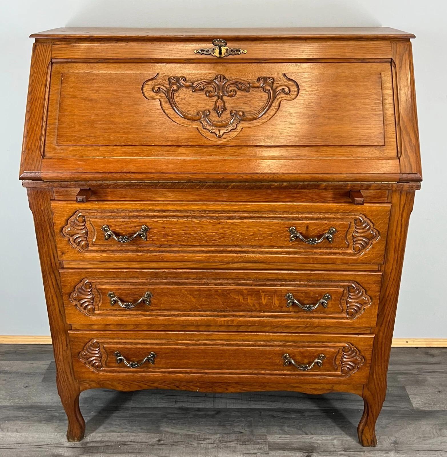 Secretaire Writing Desk Vintage French Oak Bureau Cabinet (1 of 13) Secretaire Writing Desk Vintage French Oak Bureau Cabinet (1 of 13)