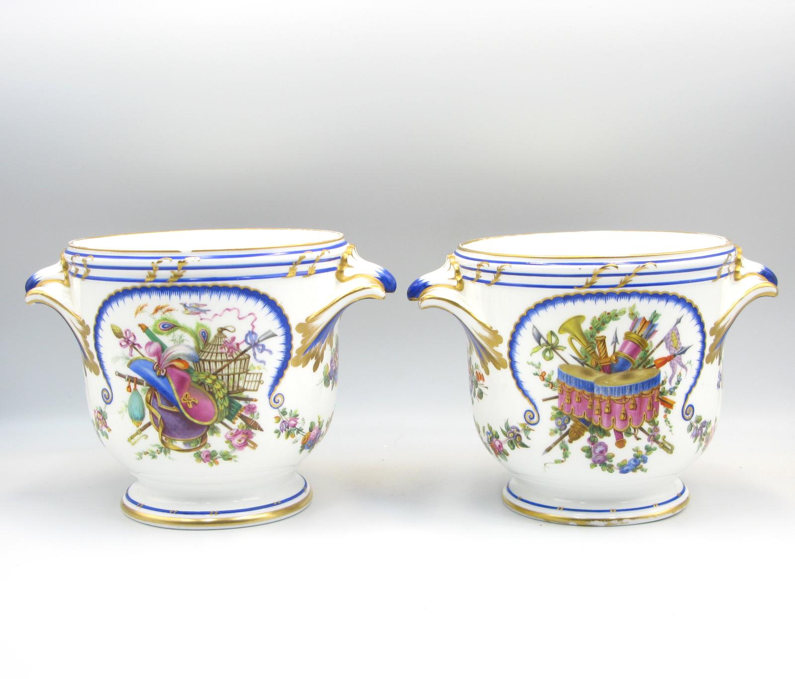 Near-pair of French Sevres-style Porcelain Glass Coolers (1 of 19)