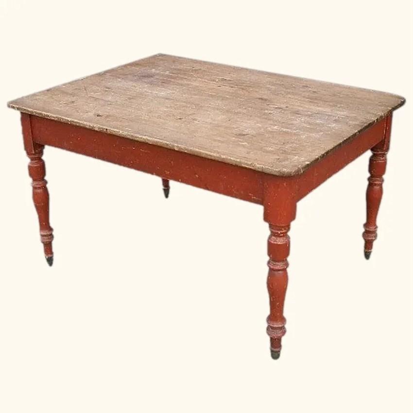 Late Victorian Pine Work Table on Original Castors (1 of 6)