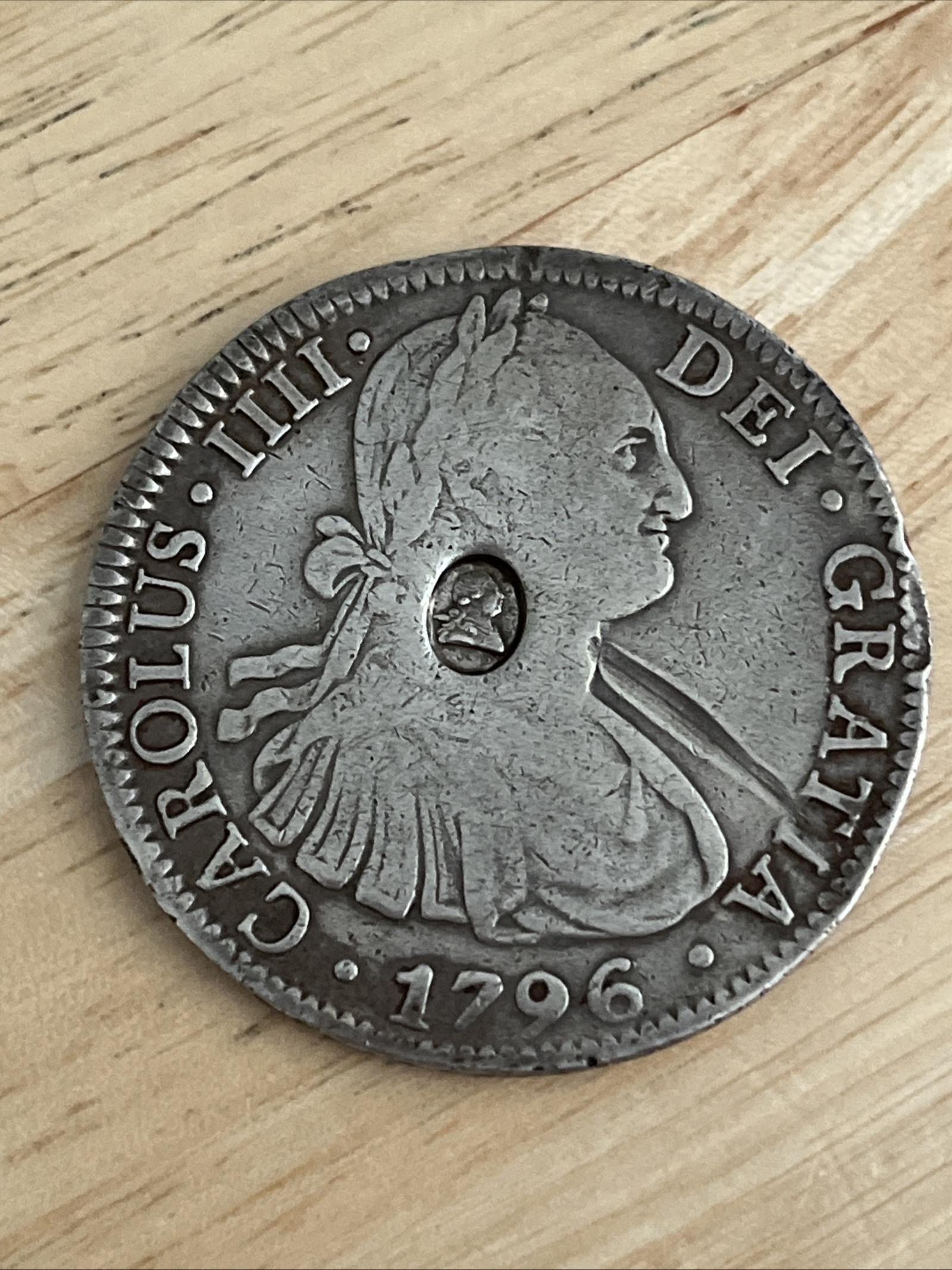 Charles IV Spanish 1796 Mexico 8 Reales - George III Oval Counterstamp (1 of 11)