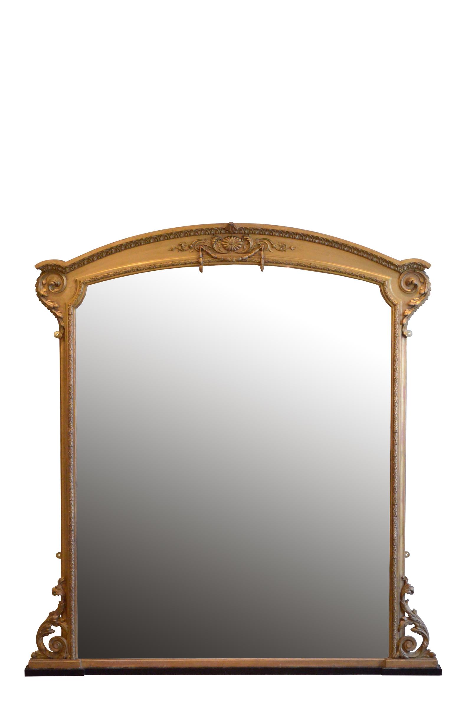 Large Victorian Giltwood Arched Overmantel Mirror, H170cm (1 of 14) Large Victorian Giltwood Arched Overmantel Mirror, H170cm (1 of 14)