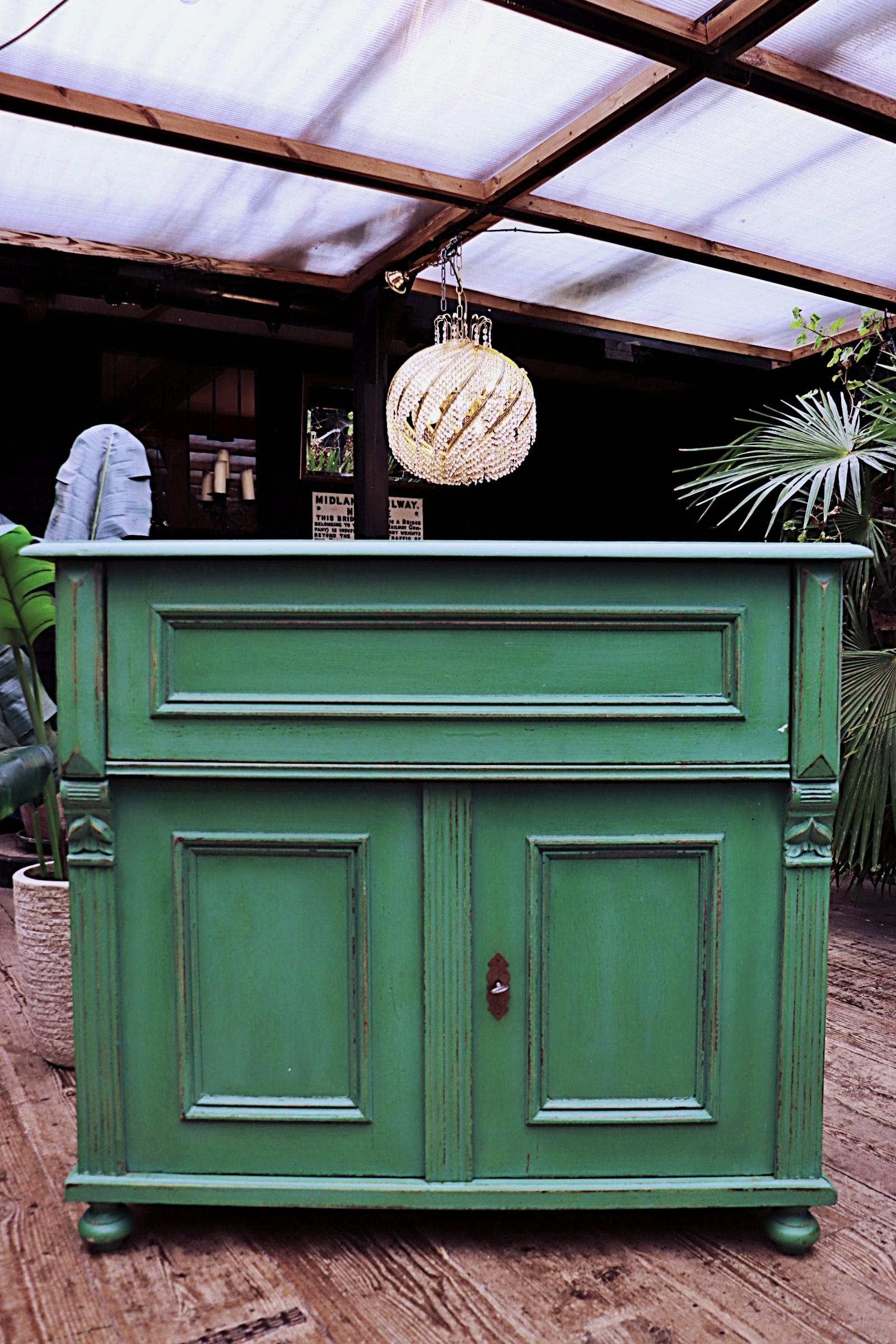 Unusual Old Early 20th Century Pine/ Painted Bureau / Desk / Sideboard (1 of 10)