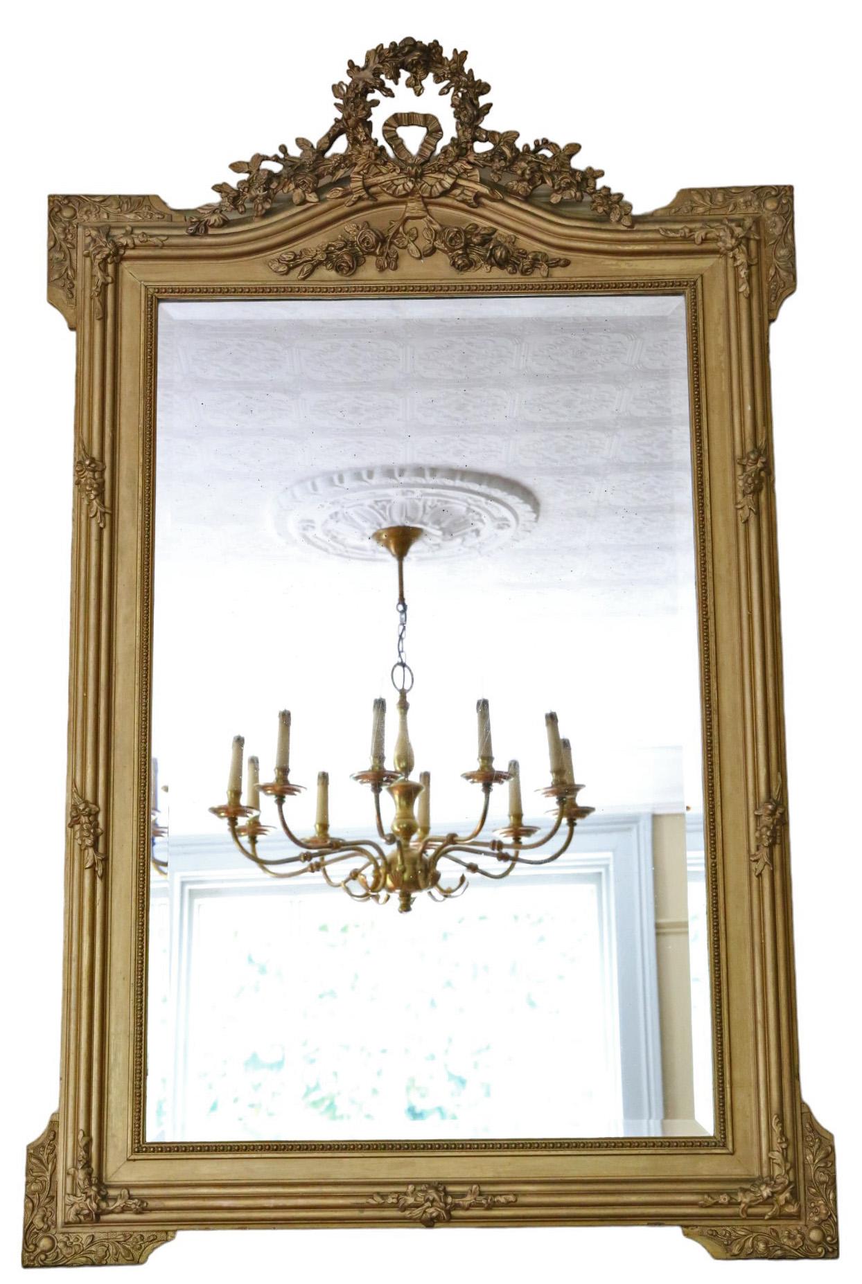 Antique Large c.1900 Gilt Overmantle Wall Mirror High Quality Ornate Design (1 of 6)