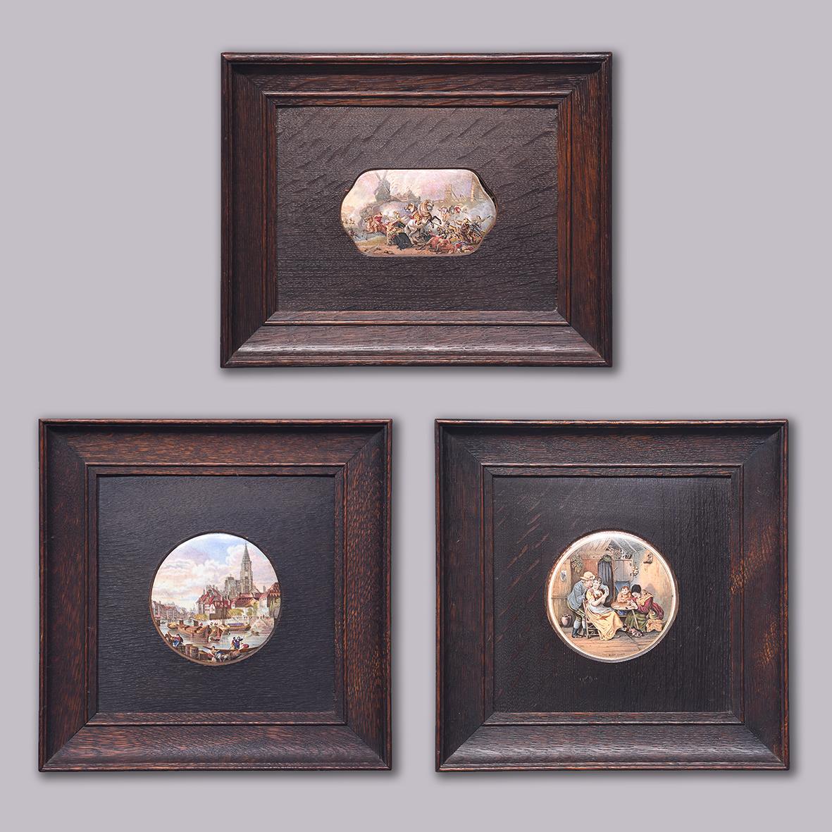 3 Oak Framed Painted Pottery Lids (1 of 11) 3 Oak Framed Painted Pottery Lids (1 of 11)