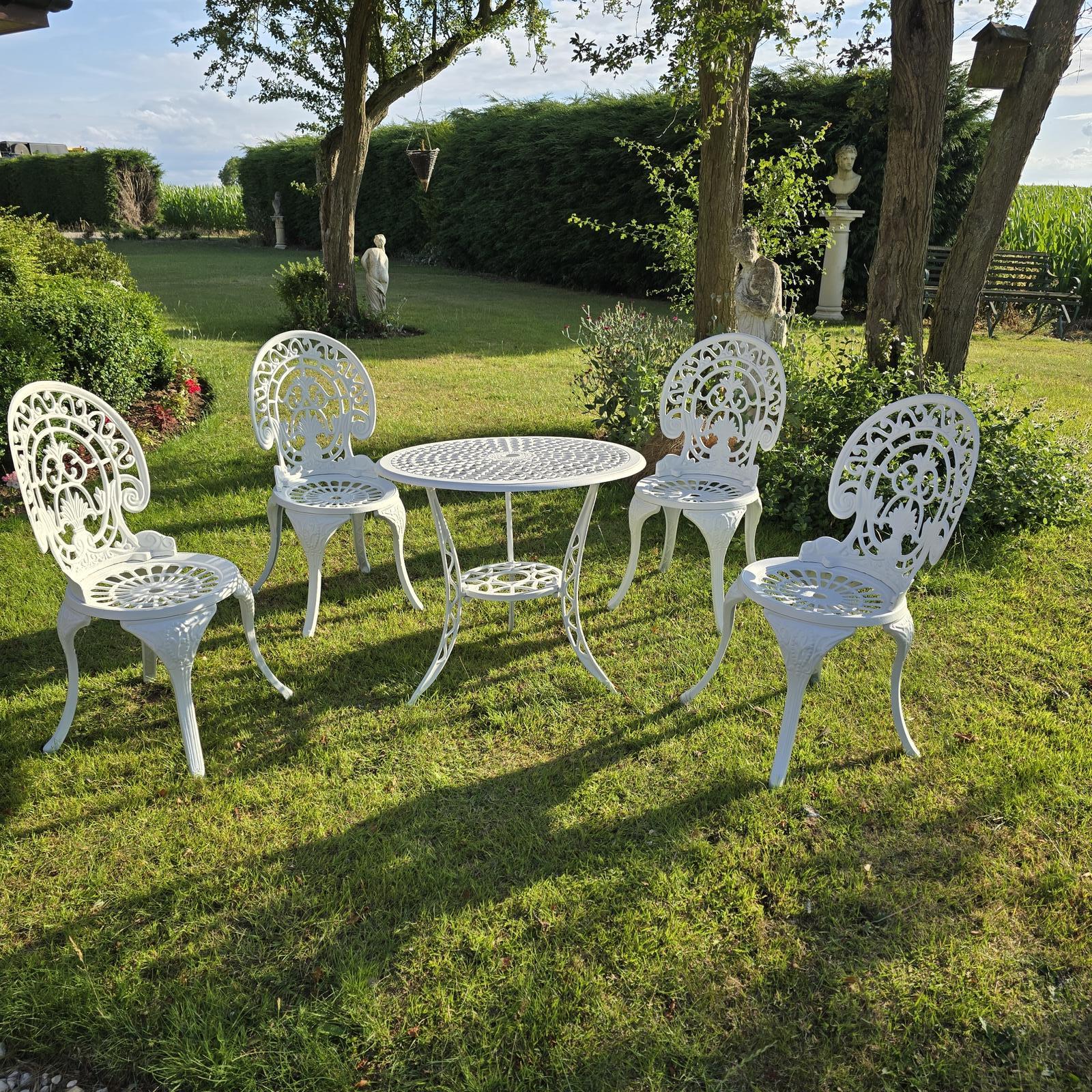 Cast Iron Garden Conservatory Set of Four Chairs & Table (1 of 7)