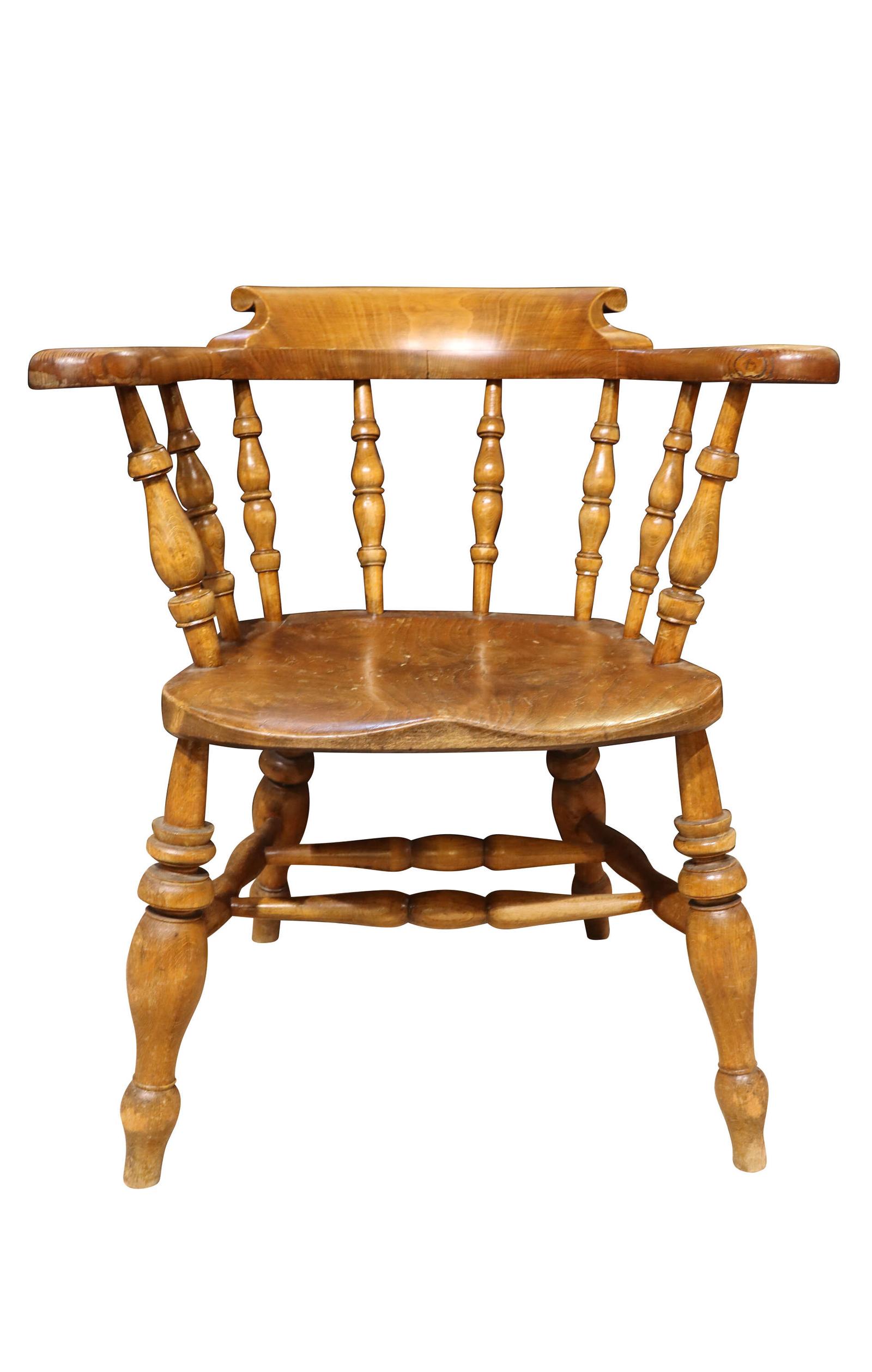 Mid 19th Century Smokers Bow / Captains Chair in Beech & Elm c.1850 (1 of 4) Mid 19th Century Smokers Bow / Captains Chair in Beech & Elm c.1850 (1 of 4)