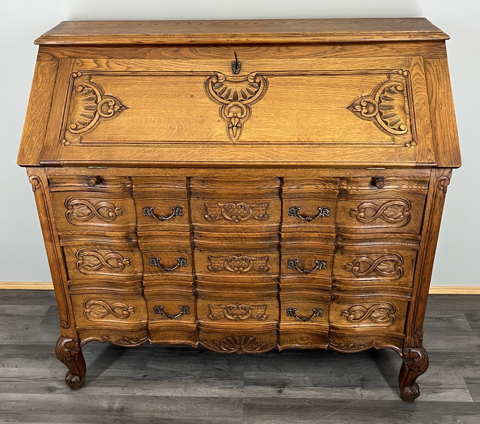 Secretaire Writing Desk - Rare Antique French Carved Bureau Elegant (1 of 14) Secretaire Writing Desk - Rare Antique French Carved Bureau Elegant (1 of 14)