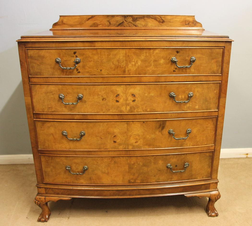 Antique Figured Walnut Bow Front Chest of Drawers (1 of 11) Antique Figured Walnut Bow Front Chest of Drawers (1 of 11)