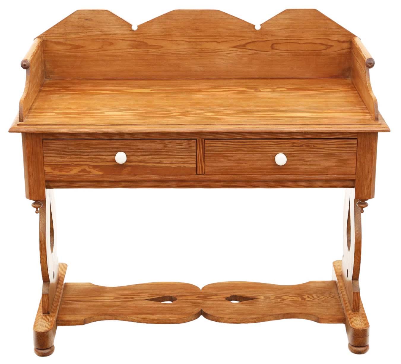 Antique Victorian Gothic Pitch Pine Washstand Writing Side Dressing Table Desk - 19th Century (1 of 7)