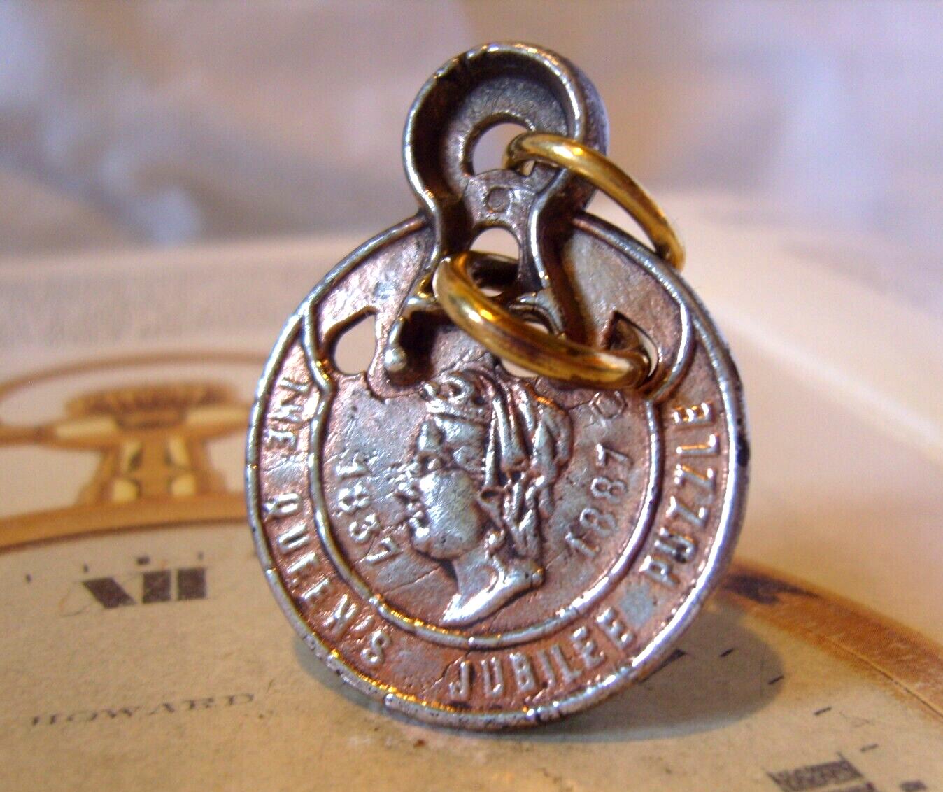 Fob 1887 Victorian Pocket Watch Chain Antique The Waterbury Puzzle Queen Victoria Fob (1 of 10)
