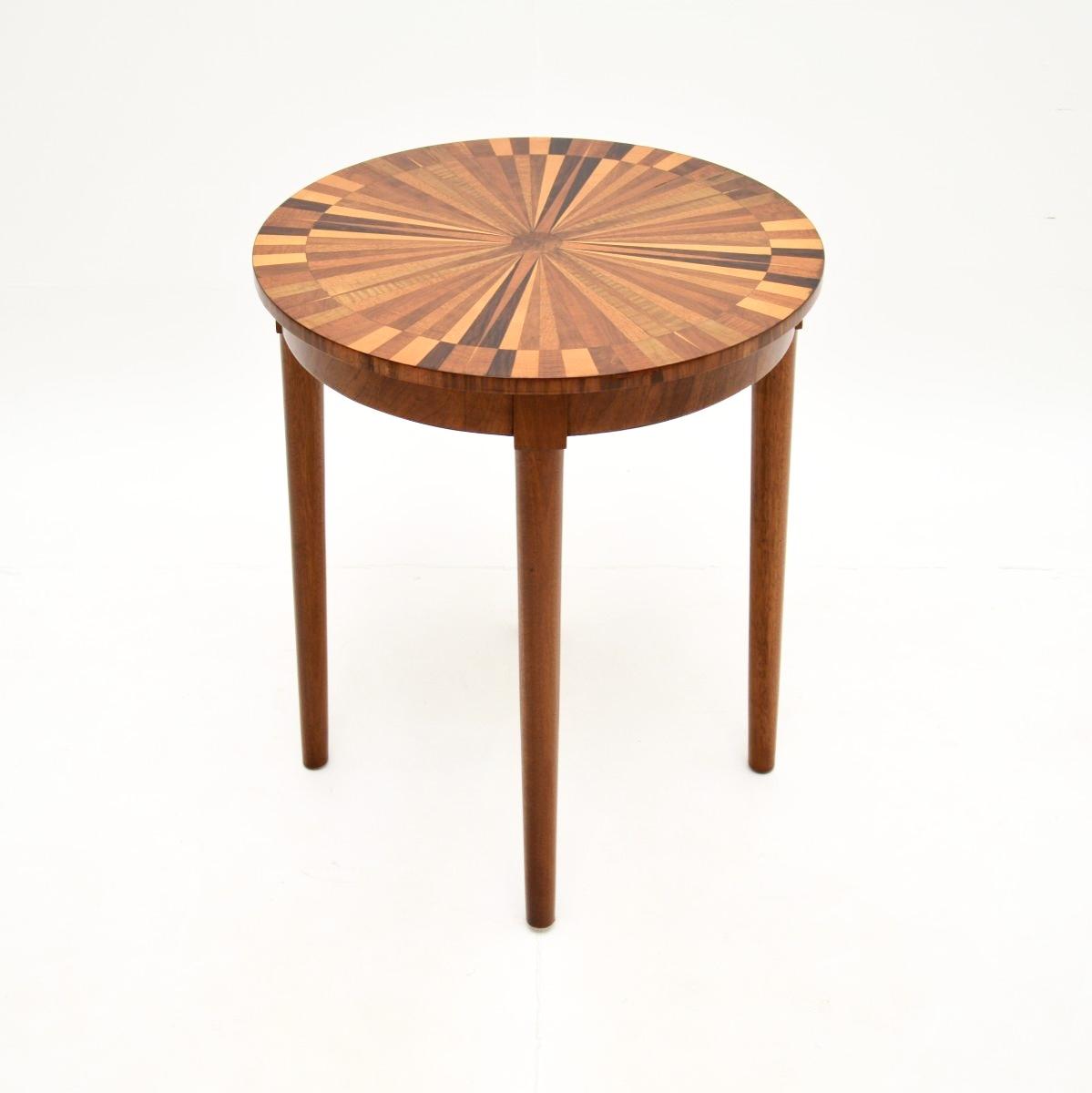 Vintage French Inlaid Starburst Side Table (1 of 8)
